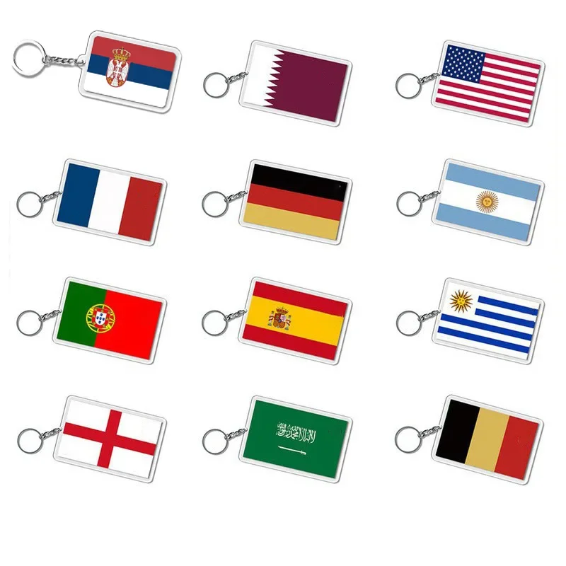 Porte-clés National Feel Football, Drapeaux de Serbie, Espagne, Argentine, États-Unis, Brésil, France, Portugal, Bad, Pologne, Tunisie, Cadeaux porte-clés