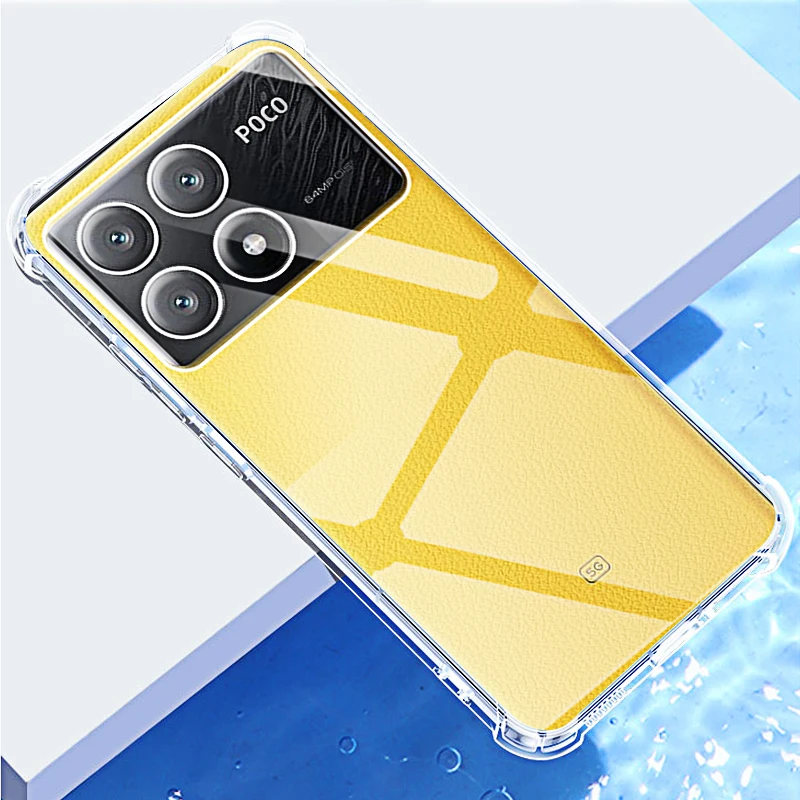 Transparent Phone Case for Xiaomi Poco X6 Pro M6 F5 F4 X4 X3 X5 C65 C50 C41 C51 M5s M4 Pro Case Luxury TPU Silicone Back Cover