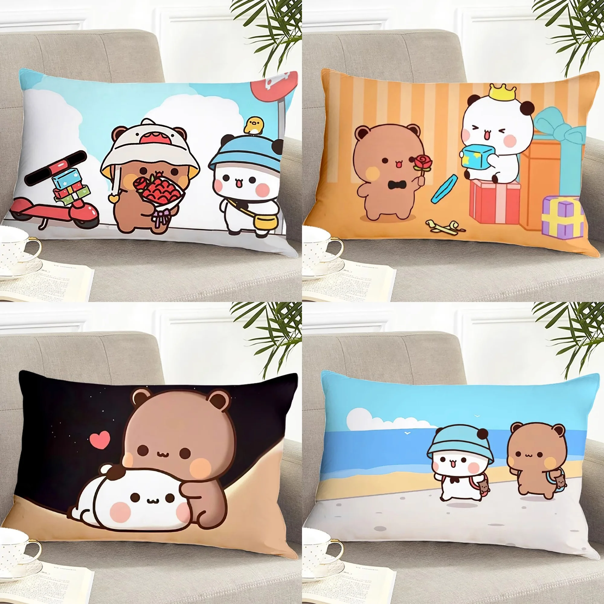 1PC Adorable Cartoon BUBU Double-Sided Print Pillow Cover, Holiday Decor for Home RV Sofa, Perfect Halloween Christmas Gift