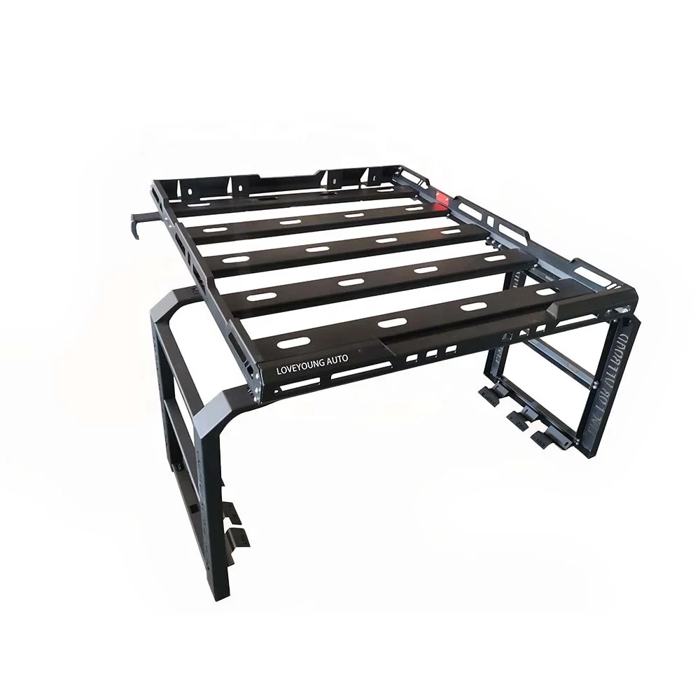 Steel Roof Rack Luggage Cargo Carrier with Ladder for Wrangler JK JL 2/4 Door Vehicles Black Powder Coated 63KG