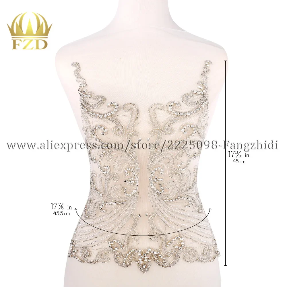 

FZD 1 Pc Solid Handmade Beaded Appliques for Clothes Edifier Apparel Fashion Crystal Rhinestone Design Wedding Dress Decoration