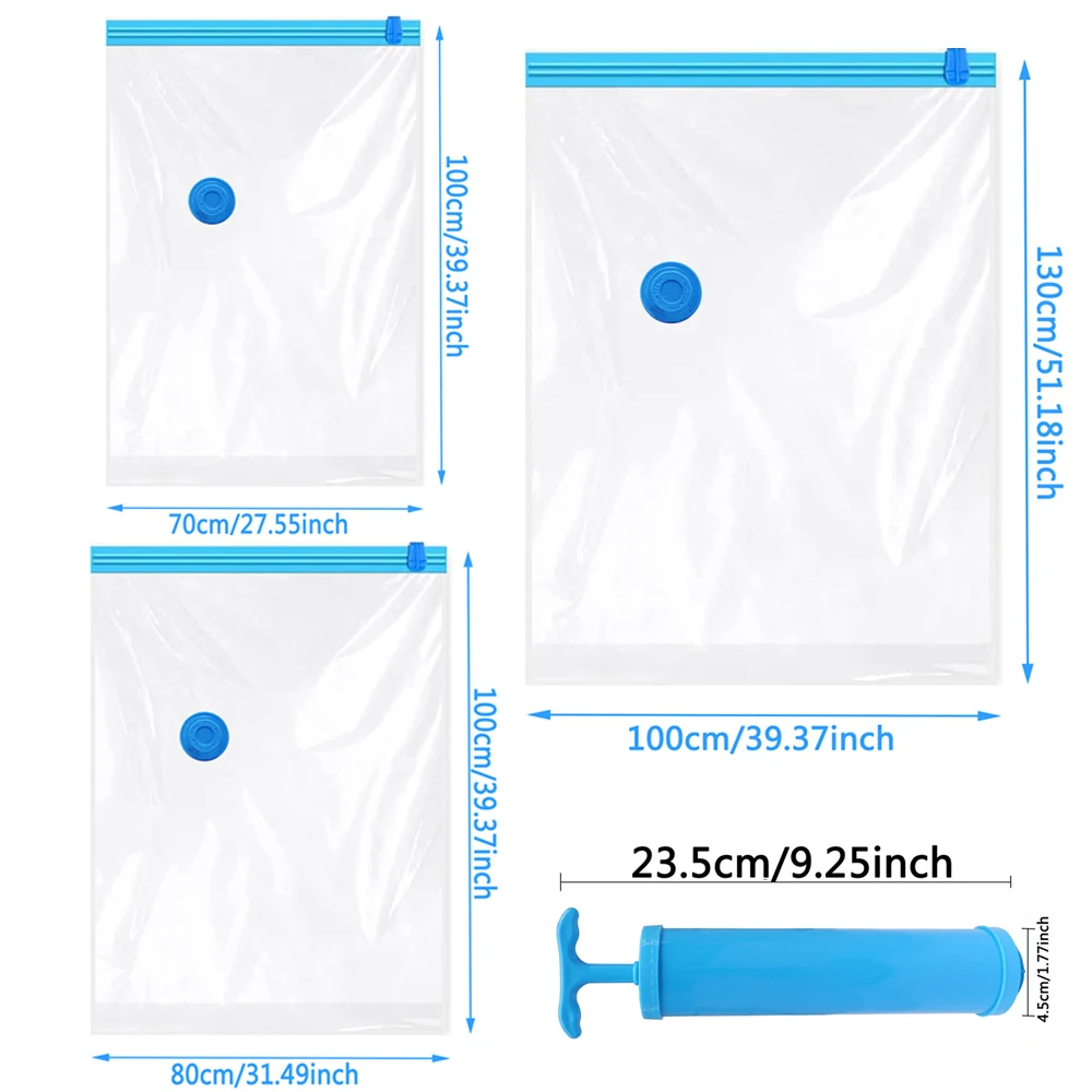 1pc Moisture Proof Vacuum Bag Clothes Storage With Valve Transparent Folding Travel Space Saving Aspirated Compression