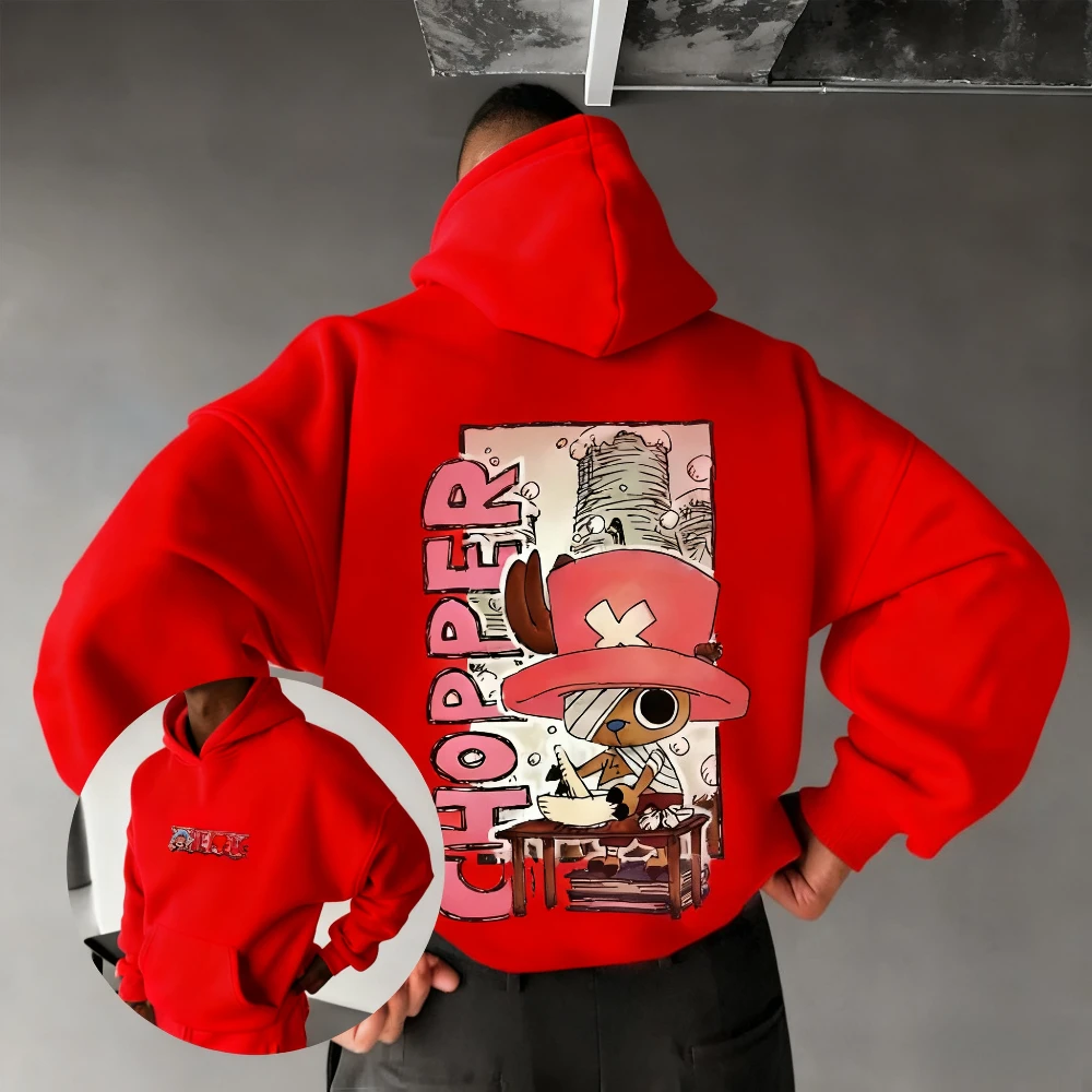 قطعة واحدة المروحية الجرافيك كنزة قطيفة الرجال النساء جديد الخريف الشتاء الشارع الشهير المتضخم عادية أنيمي طباعة مقنعين البلوز
