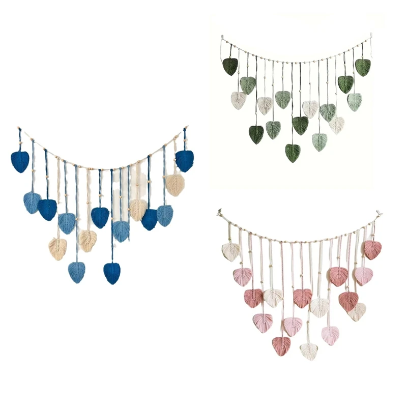 

Enjoy New Woven Leaves Macrame Wall Hanging Ornament, Handmade Woven Art Wall Tapestry Home Decoration For Bedroom Living Room