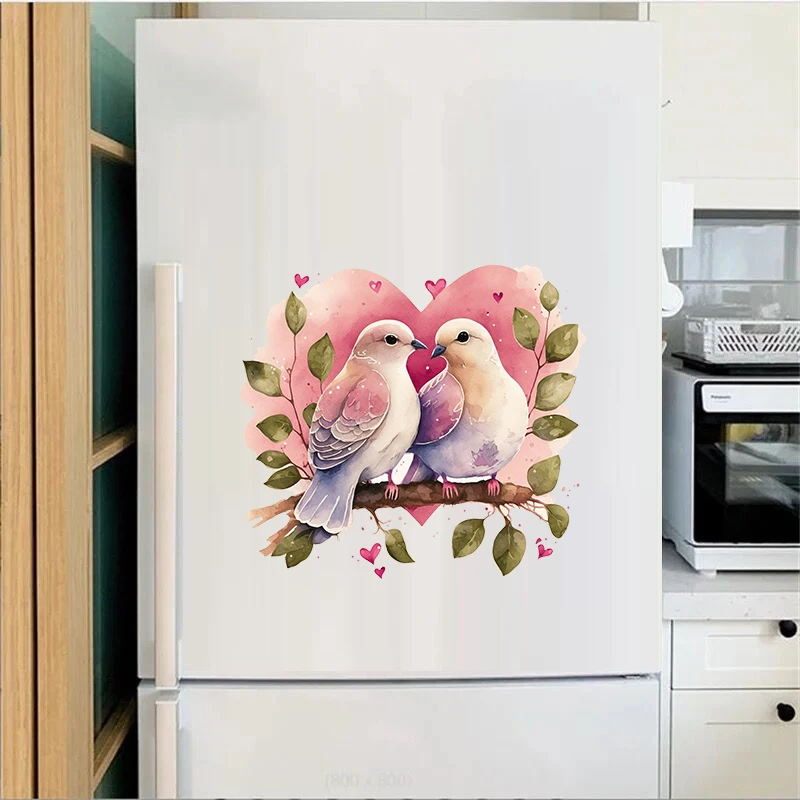 T324# Couples Flamingo Birds Wall Sticker Bathroom Toilet Decor Living Room Cabinet Refrigerator Home Decals