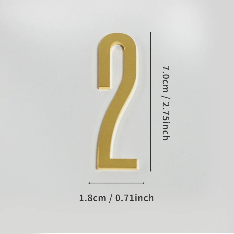 Goldene Türnummer mit selbstklebender Rückseite, 7 cm, Hausnummer aus Metall, Wohnungstürnummer für Outdoor, Hotel, Zuhause, Briefkastenetikett – Detail 9