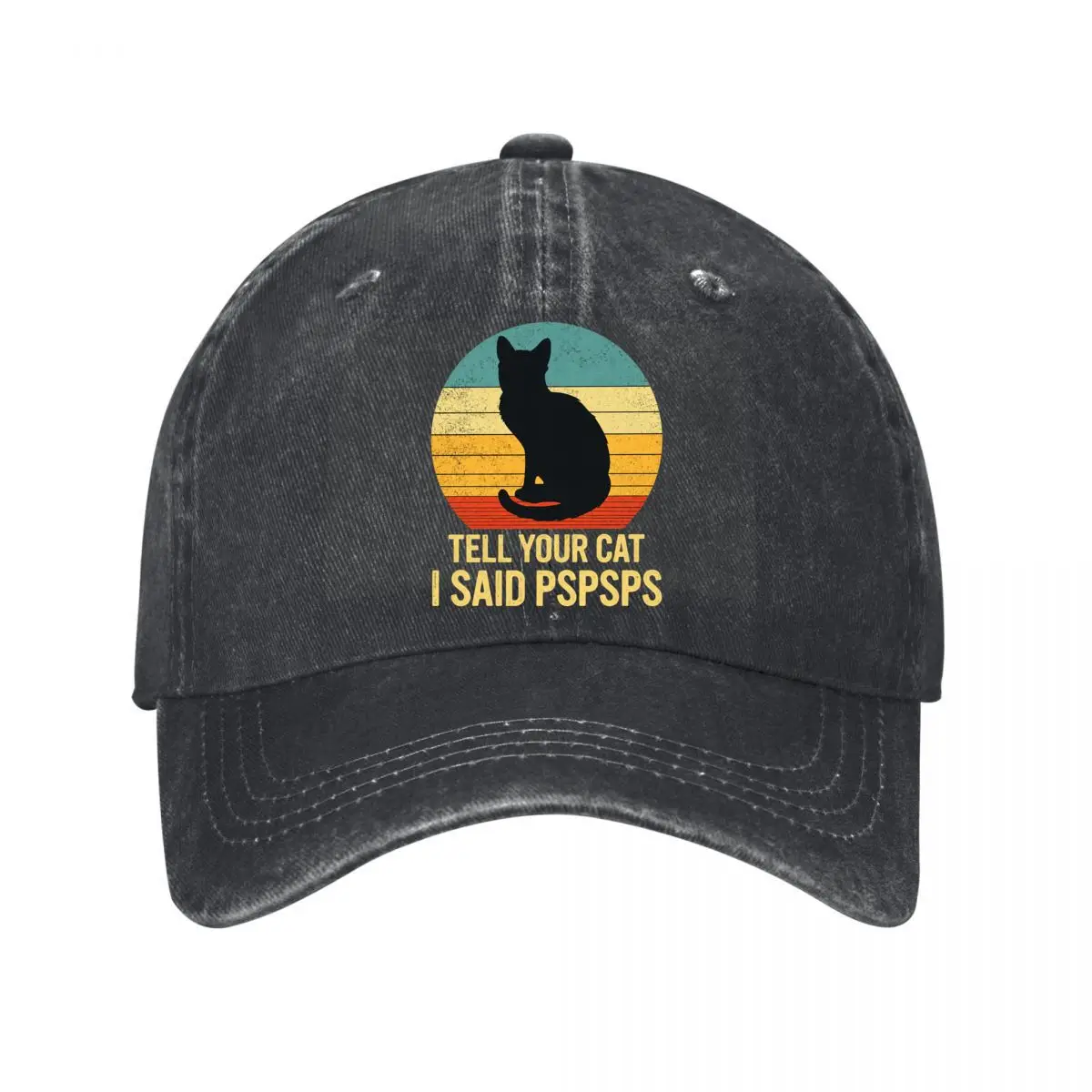 Tell Your Cat Said Pspsps Vintage Cat Silhouette New Vintage Washed Cotton Baseball Cap Sun Hats