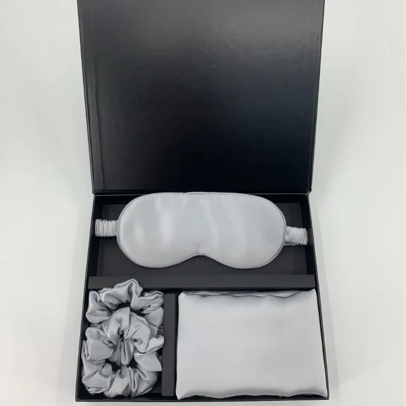 Mulberry Silk Sleep Eye Mask & Pillowcase Gift Set 19 Momme Blackout Zero Pressure Breathable for Women Her Travel Sleeping Set
