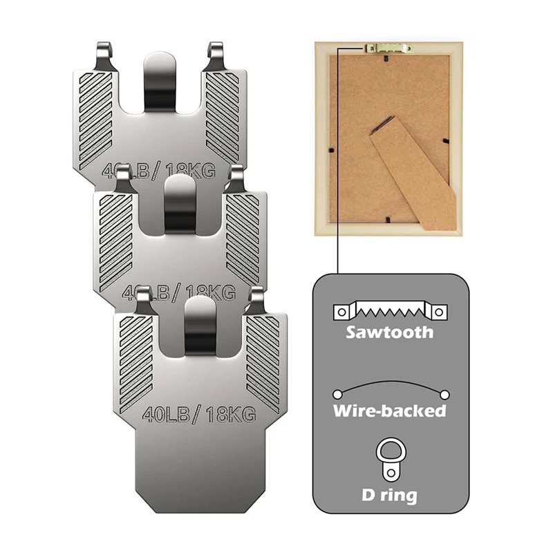 AT21-Claw Picture Hangers 15Pcs For Drywall 40Lb Capacity Each, Tool-Free Installation For Hanging For Pictures, Mirrors& Wall D