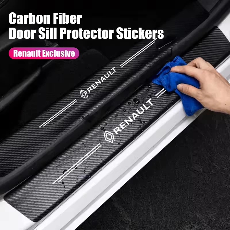 Protector de Umbral de Puerta de Coche, Pegatinas Protectoras de Fibra de Carbono para Renault Clio Sandero Captur Megane R5 4 E-tech Scenic Austral