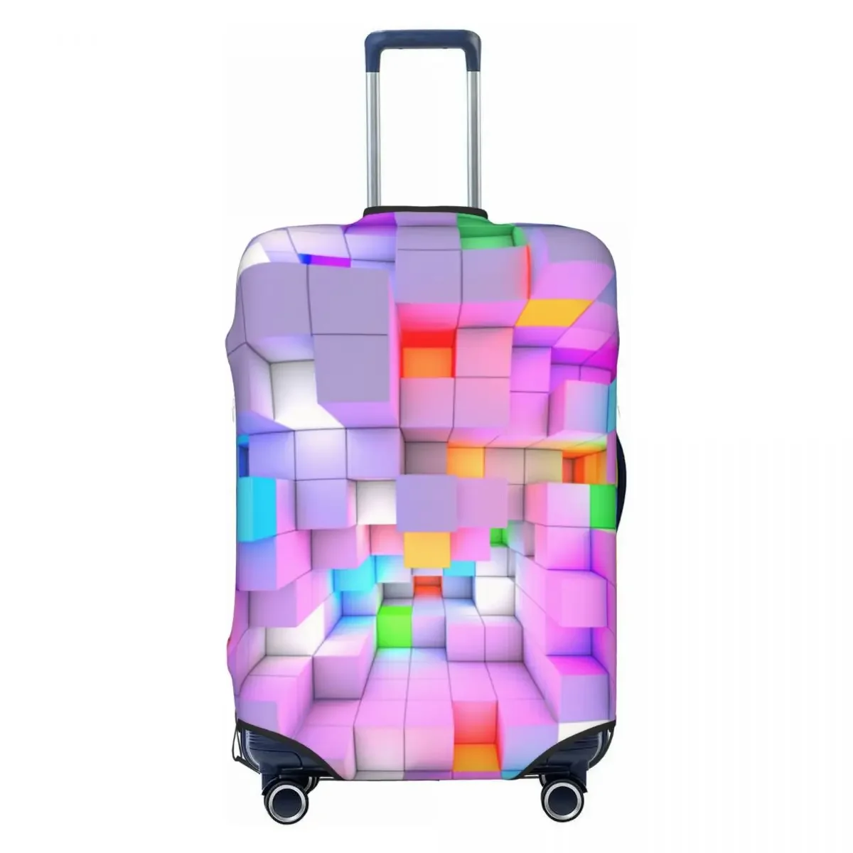 3D Color Light Cubes Suitcase Cover Abstract Travel Protection Vacation Practical Luggage Supplies