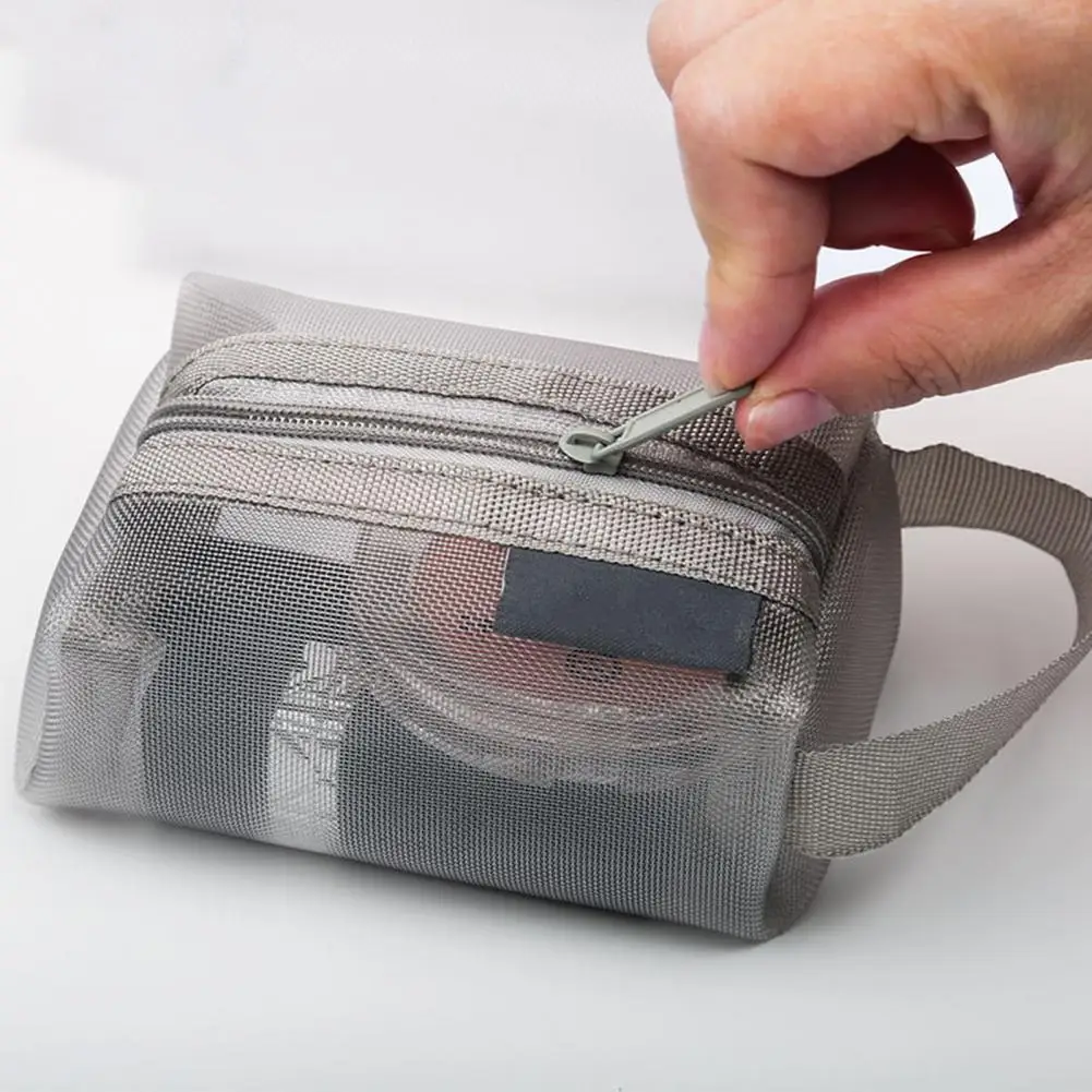 Портативная нейлоновая Сетчатая Сумка, кошелек для мелочи, Вместительная женская сумка для монет, прозрачная сумка для хранения, мини косметичка