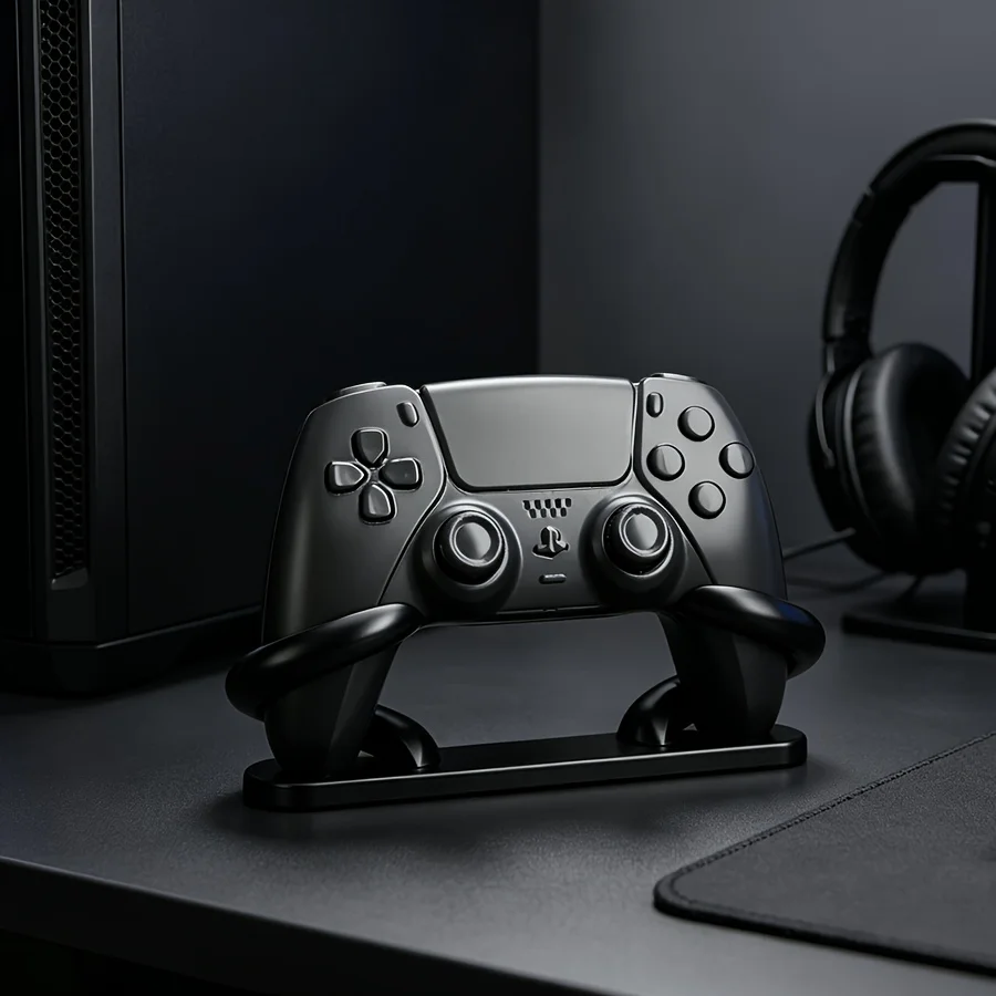 minimalism Game Controller Holder 3D Printed Anti-Slip Desk Stand Universal Gamepad Mount PS5 PS4 Xbox Gaming Desktop Organizer view 3