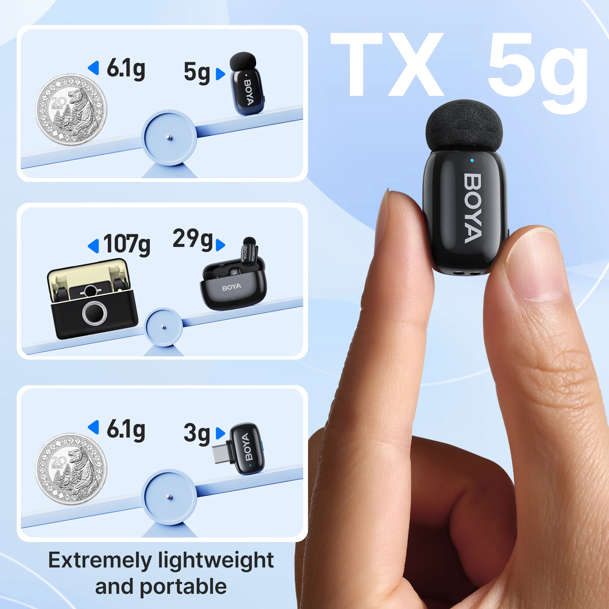 BOYA BOYA ميكروفون لاسلكي صغير Lavalier لهاتف iPhone 15/16 أجهزة Android USB-C للبث المباشر وتسجيل الفيديو ومدونة الفيديو