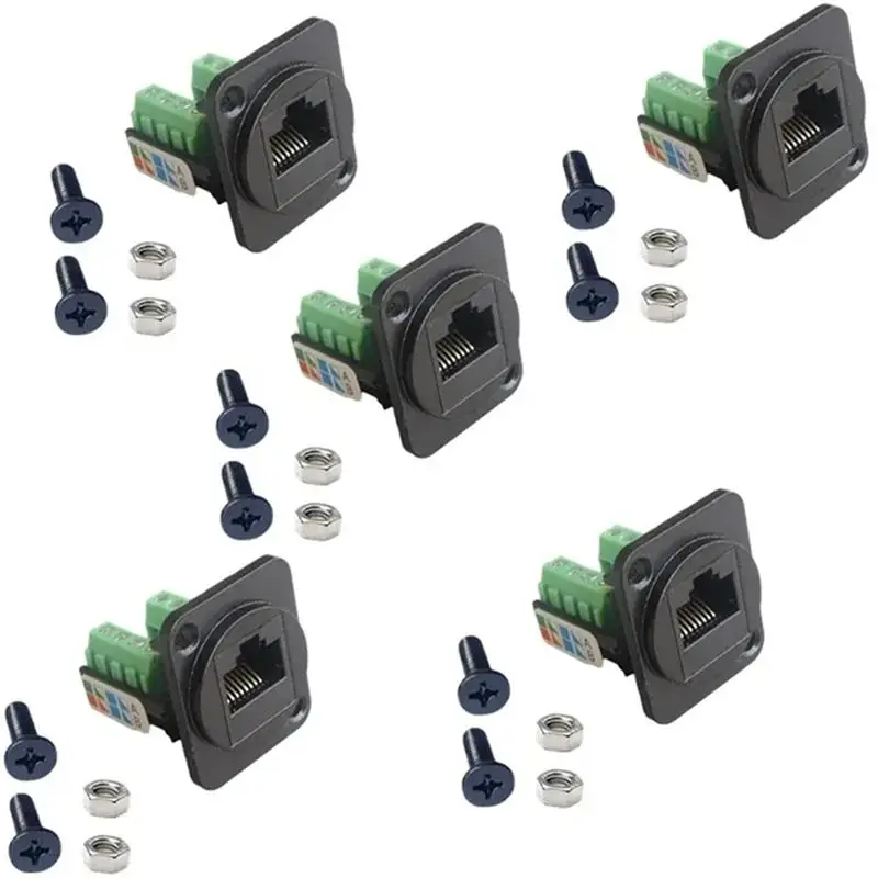 5 RJ45 CAT.5E Wiring Terminals Network Computer Modules With Fixing Nuts-AEF7