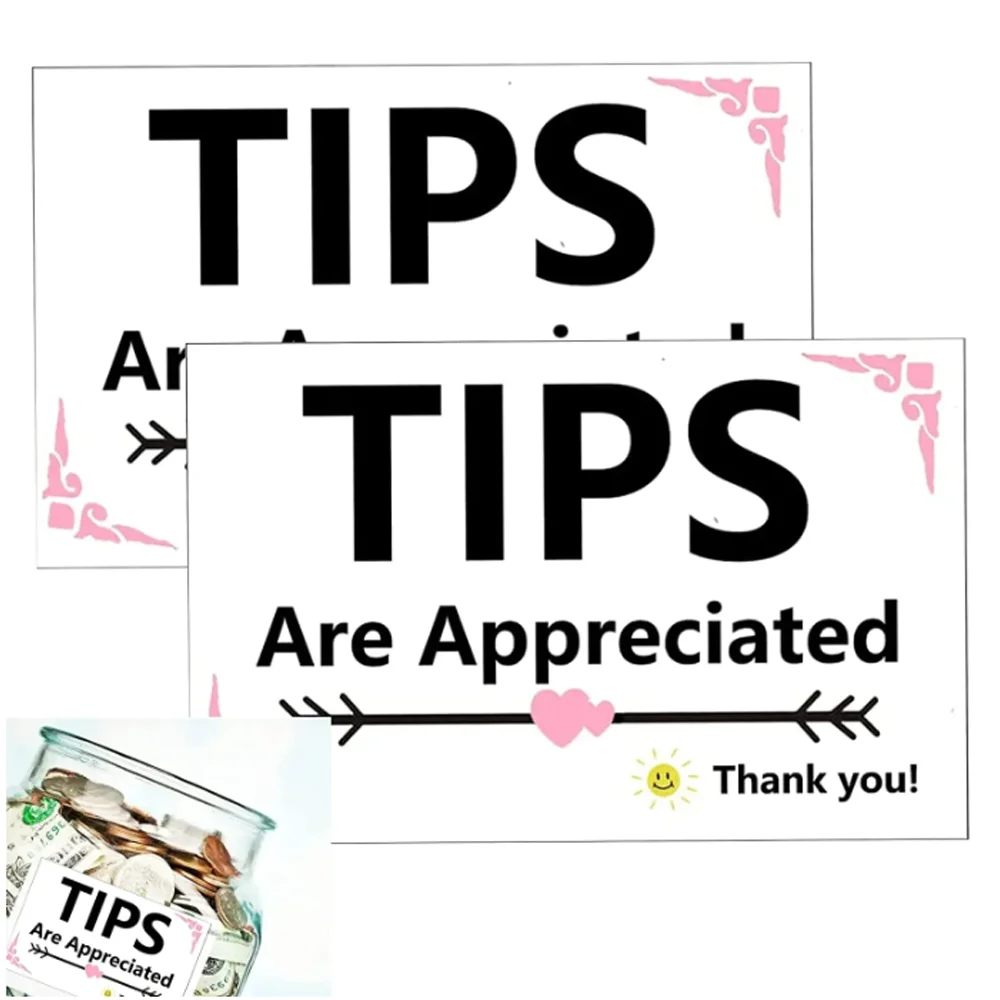 

18Pcs Tips are Appreciated Sticker 3*5Inches Business Decals Tips Sticker for Wine Party Business Store Bar Coffee Restaurant