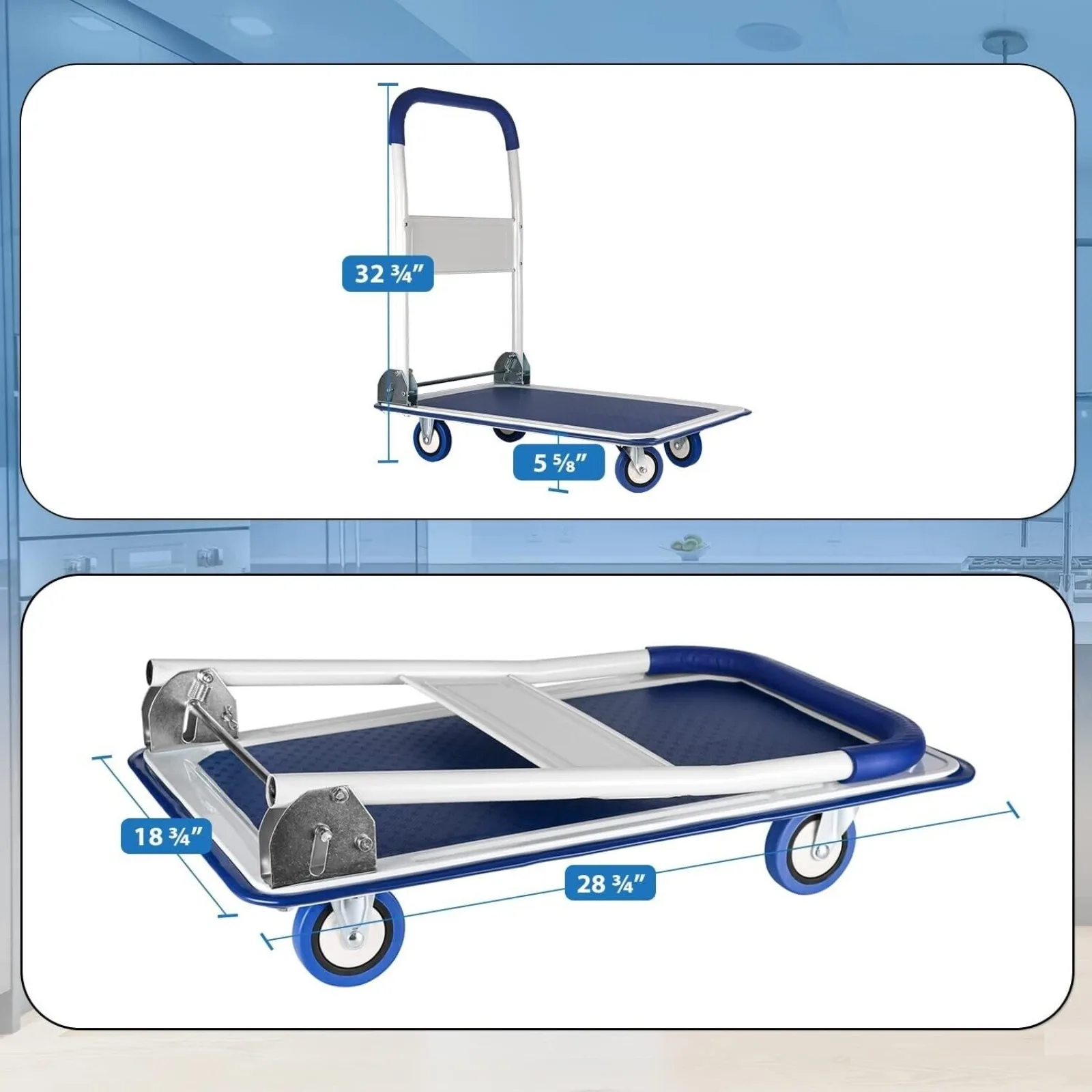 US ( USED ) Folding Hand Truck Dolly Cart Wheels Luggage Cart Trolley Moving 330lbs