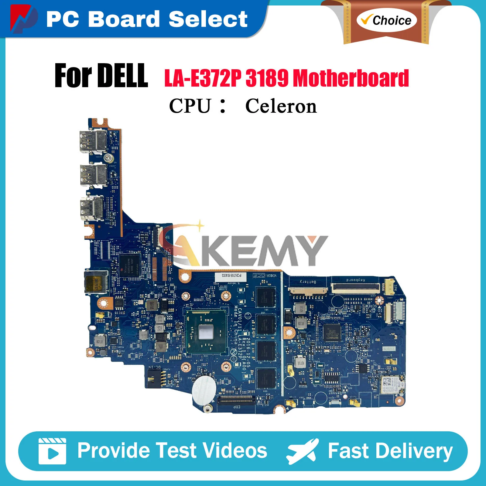 

Laptop Motherboard For DELL Chromebook 11 3180 3189 LA-E372P with CPU N3160 N3060 CN-083RWV 01TX65 Tested OK