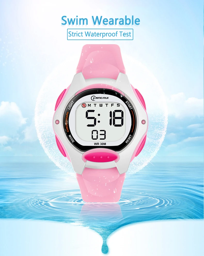 Montre Design pour fille, étanche, numérique, Sport, enfants, bracelet en Silicone blanc, alarme, électronique, pour jeunes enfants, horloges