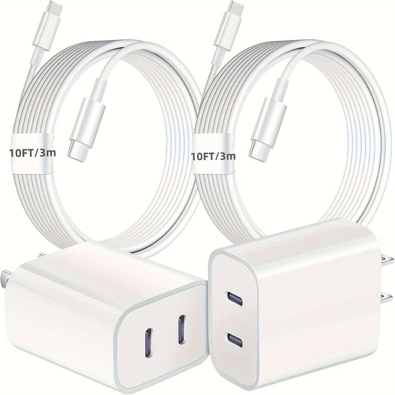 2Pack 40W USB C For IPhone 15 Charger, Double USB C Charger With 10FT USB C Cable For IPhone 15/15Plus/15Pro/15ProMax, IPad