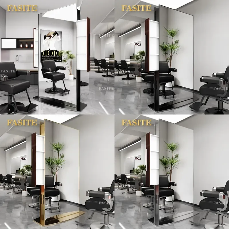 For Hair Double Mirror Table Floor Standing Stainless Steel High Definition Full Body Mirror for Perm Dyeing Haircut