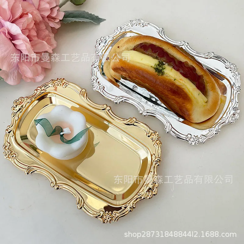 European-style rectangular dried fruit snacks tray set hotel napkin towel dish jewelry storage tray.