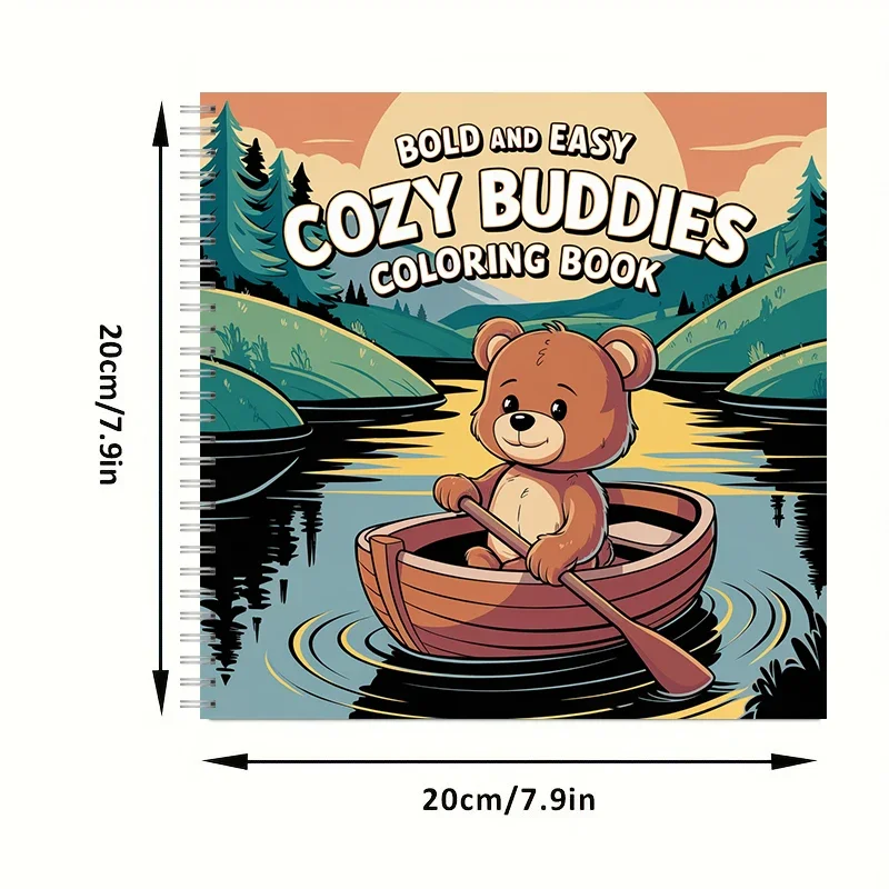 Coloring Book Cozy Buddies for Adult Colouring Book, Birthday Day Gift, Back to School Supplies, Adults Cute Drawing Book