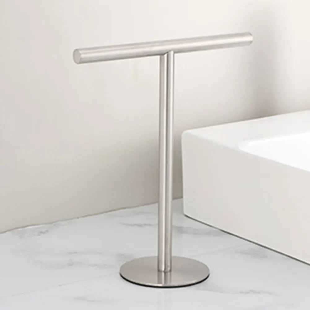 

Stainless Steel T-Shape Towel Bar Rack Free Standing Bath Towel Bar Stand with Heavy Base for Bathroom Kitchen Vanity Countertop