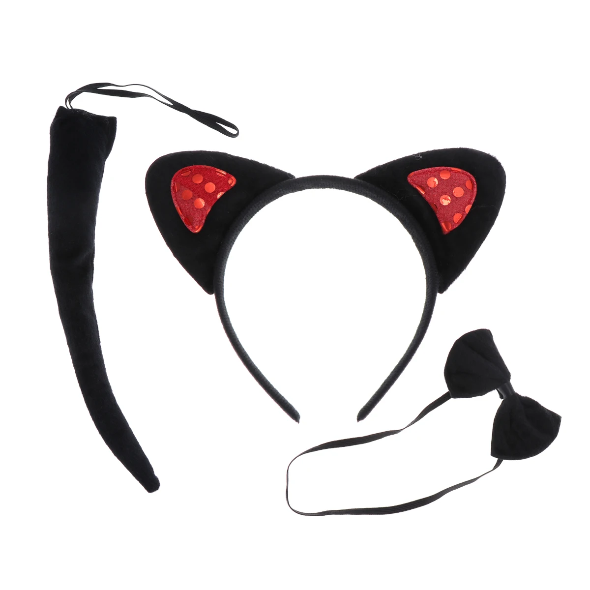 

3pcs Cat Headdress Ears Set Sequin Headb Hair Hoop Headdress Tail Cosplay Costume Party Accessories Kids Adults Fits