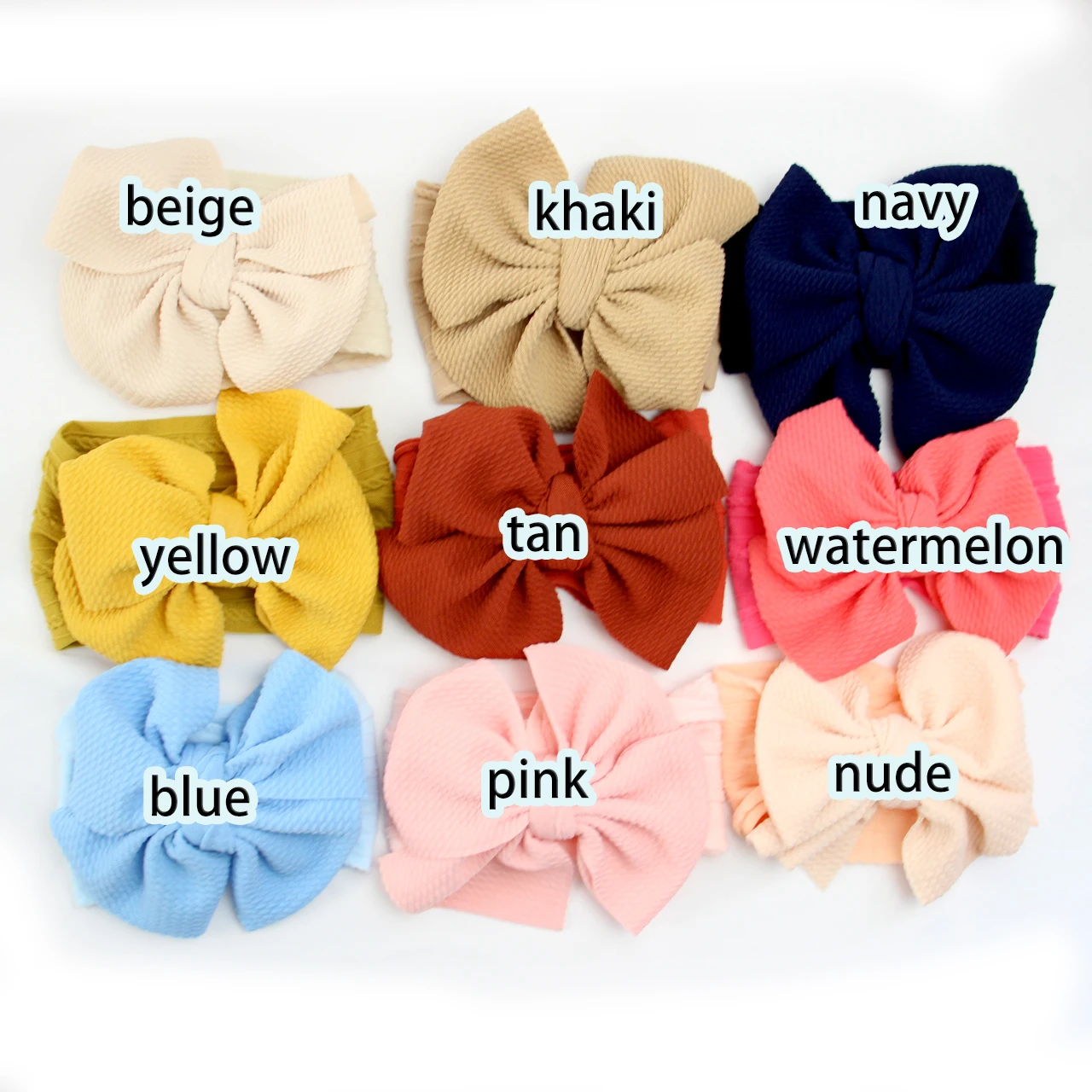 Breites Nylon-Baby-Stirnband, großer Haarschleife, Turban, Kinder-Haarschmuck, gepunkteter Stoff, Schleife, Kopfbedeckung, Haarbänder, solide Stirnbänder für Kleinkinder