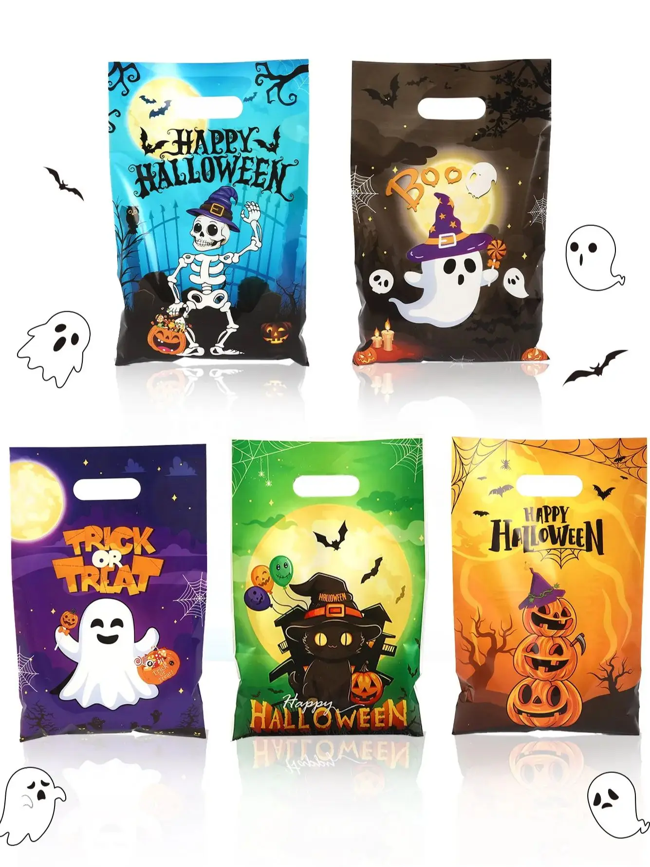 Sacs à bonbons pour Halloween, 10/20/50 pièces, citrouille fantôme d'horreur, sac à bonbons ou friandises, sacs cadeaux pour fête d'halloween, cadeaux pour enfants
