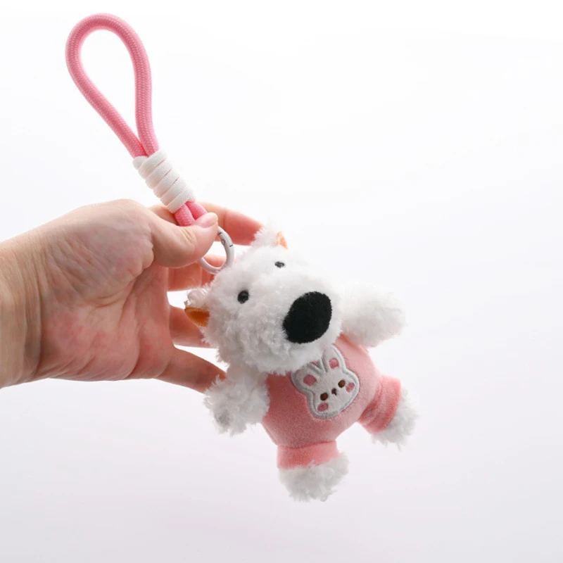 Colgante de muñeco de peluche de perro West Highland, lindo cachorro colorido, llavero de peluche de perro de verano, decoración de mochila, dijes Kdi, regalo de cumpleaños