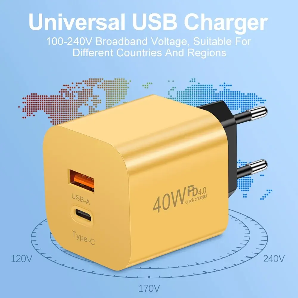 40W USB Charger Type C Fast Charging For iPhone Samsung Xiaomi Huawei USB C Mobile Phone Charger PD Quick Charger Adapter