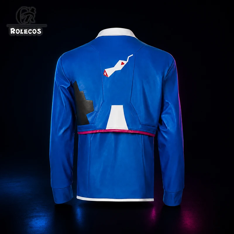 ROLECOS Anime Cyberpunk: Edgerunners 2 D Cosplay Costume Blue Leather Jacket Outfit Halloween Party Role Play Premium Full Set - view 3