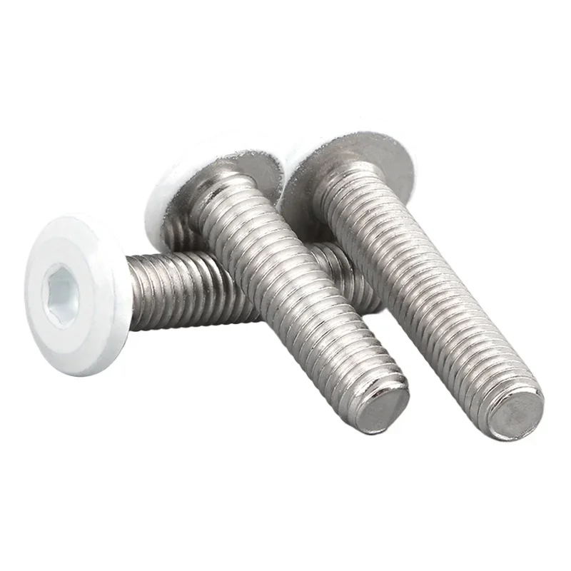 M2 M2.5 M4 M5 M6 White Chamfered Hex Socket Screws - Flat Head Machine Sprayed with Flat Head Inner Hex 304 Stainless Steel