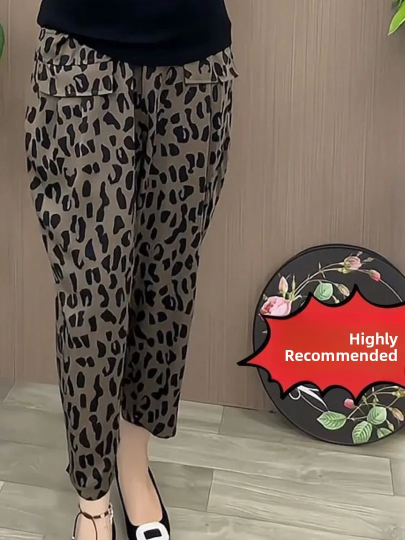 Pantaloni carota larghi a vita alta da donna estivi Harlan Mommy Sle Pantaloni casual sottili stampati a nove punti Pendolari Faion