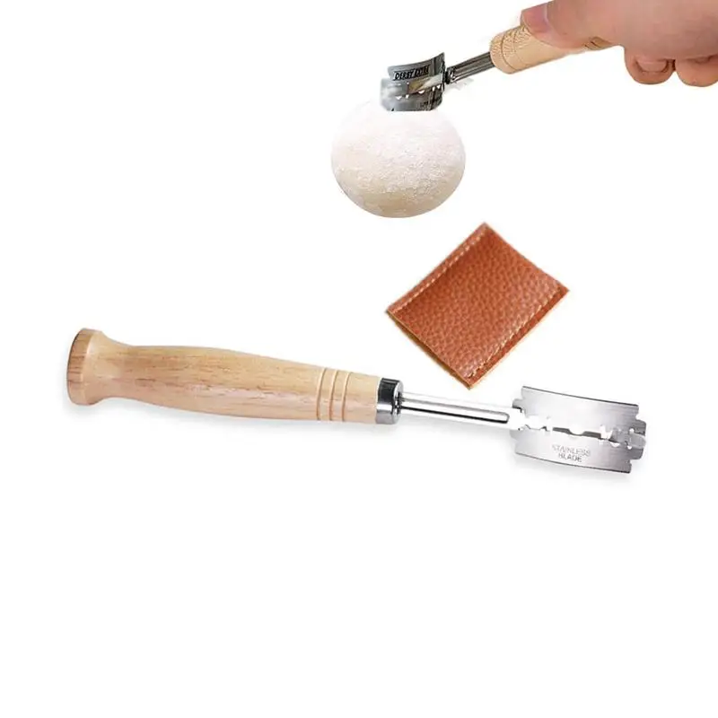 Bread Lame Slashing Tool Bread Scoring Blade With 4 Razor Blades And Protect Cover Durable Baking Supplies With Oak Handle For