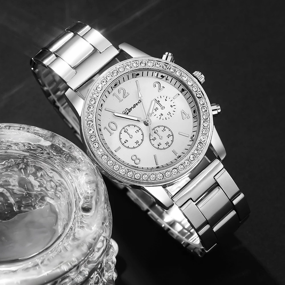 4-piece women's watch+accessory set, new fashionable watch+elegant accessories, the best choice for gift giving