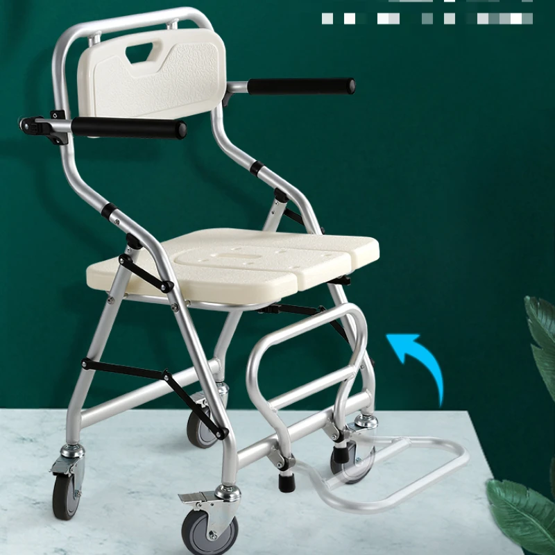 Portable Lifting Seat Mobile Recliner Geriatric Chair with Tray Chair Comfortable Sitting with Wheels Krzesło Prysznicowe Walker