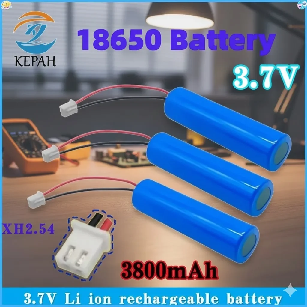 

Emergency Light Replacement Battery｜18650 3.7V 3800mAh Rechargeable Li-ion with Spare Plug & Xh2.54 Line