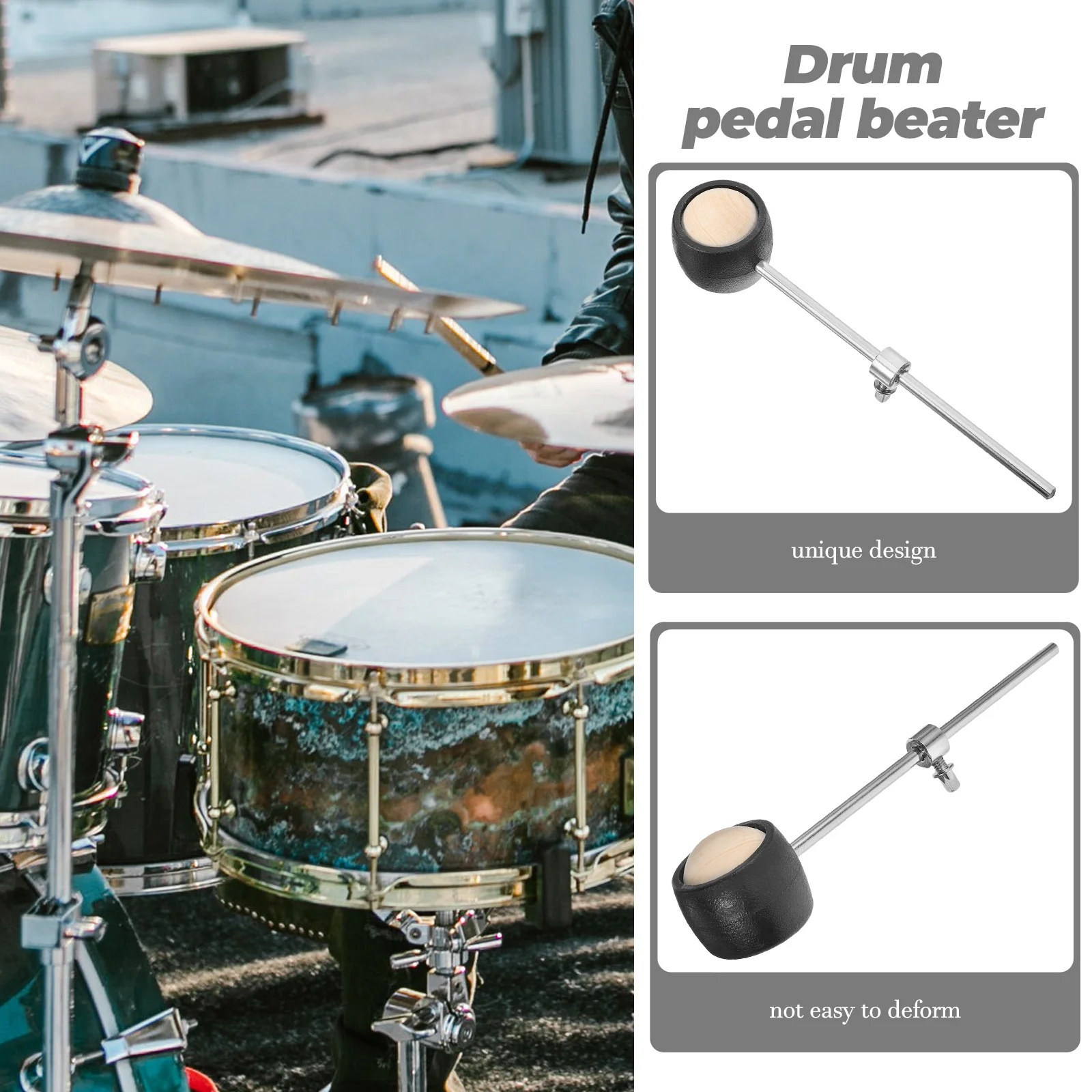 

Drum Pedal Hammer Solid Wood Beater Stable Durable Replacement Part Professional Percussion Instrument Accessory Bass Drum Kit