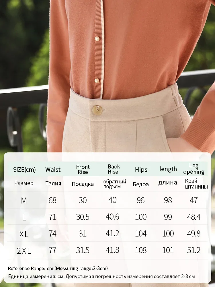 I BELIEVE YOU Solid Color Twill Woolen Trousers Casual Straight Leg Pants Winter Back Elastic Waist Wide Leg Pants 2244045881