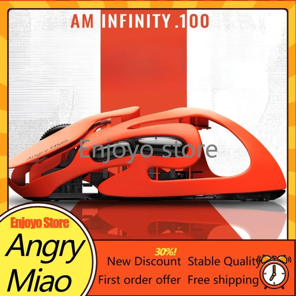 Angry Miao AM Infinity.100 Hollow Gaming Mouse PAW3950 Dual 8KHz Hot‑Swappable Tri‑Mode Wireless Mouse for FPS E‑Sports Gaming