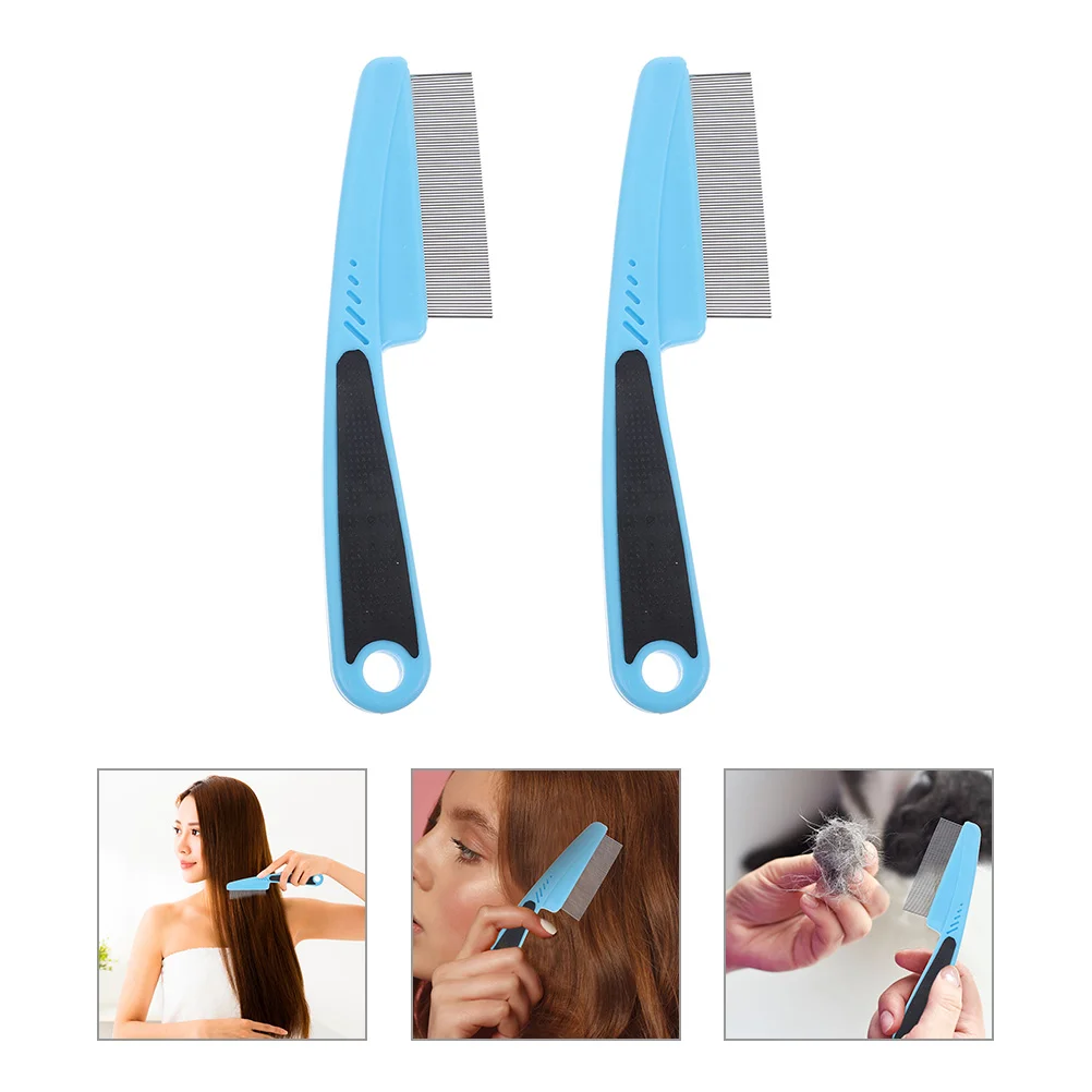 2 Pcs Stainless Steel Fine Tooth Comb Dandruff Picking Tool Scalp Combs Remover for Pet Pets Hair Women Man