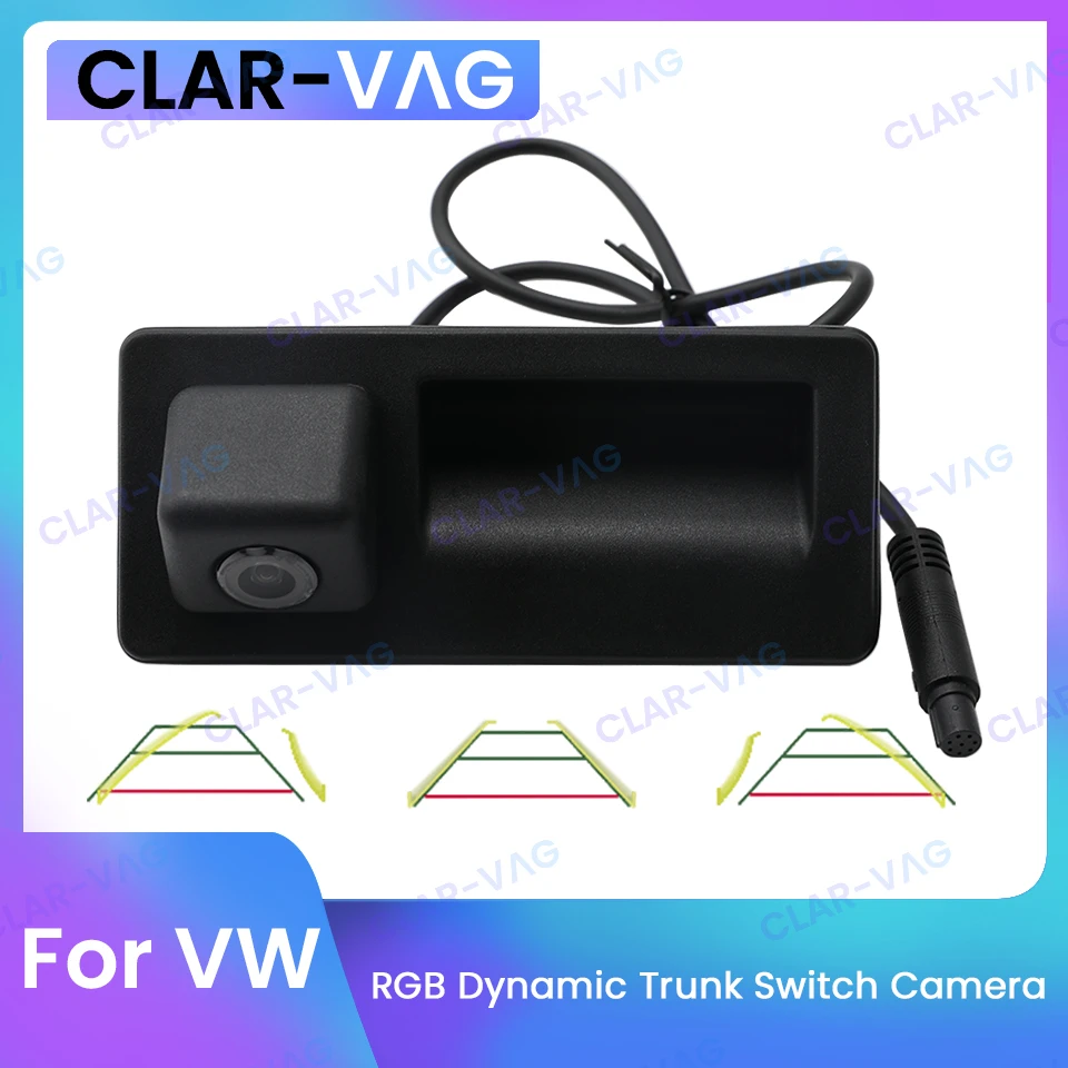 RGB Rearview Dynamic Camera with Trunk Switch 26 Pins 6.55 Meters Cable For VW Jetta Tiguan Passat B7 RNS510 RNS315 RCD510 Radio