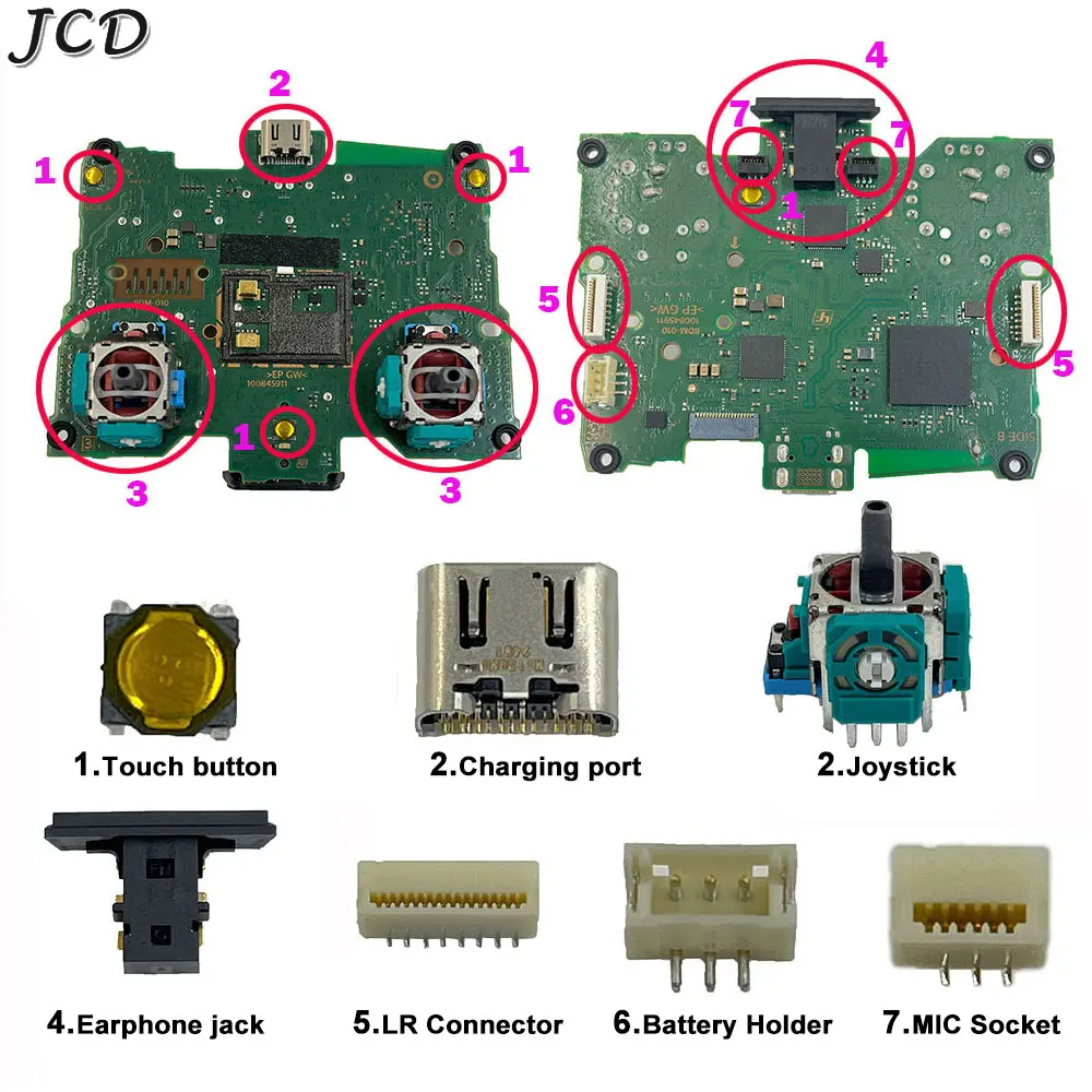 

JCD Original For PS5 Controller Reset Tact Power Switch Pad Charging Port Joystick Earphone Jack L R Battery Contact MIC Socket