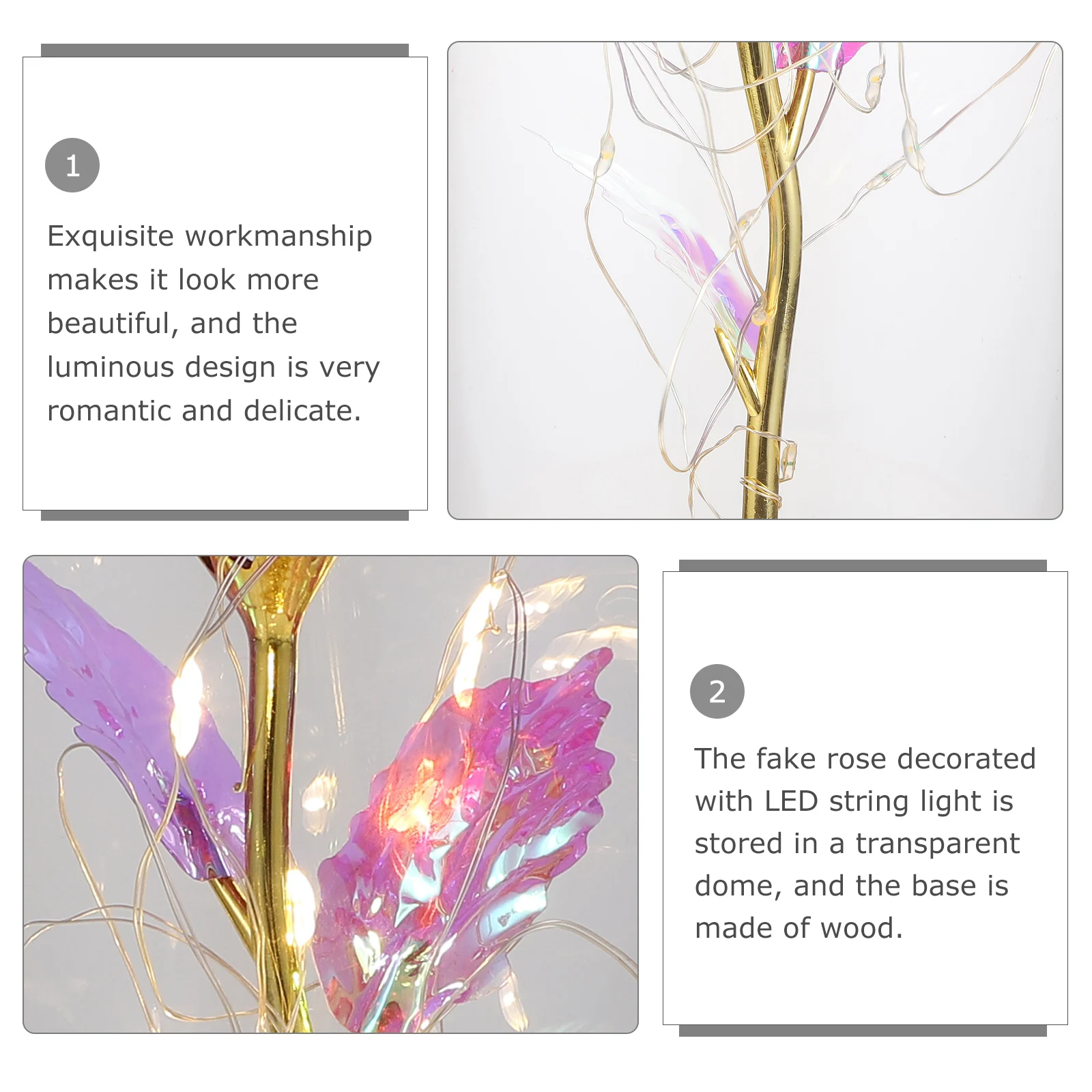 

1pc Glowing Rose With Glass Cover Luminous Led Flower Decor For Valentine'S Day Wedding Anniversary Bridal Shower Table