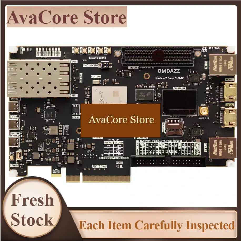 AvaCoreKintex7 FPGA Learning Board, with Gigabit Ethernet, HDMI-compatible Interface, FMC LPC and Expansion Ports, for Education