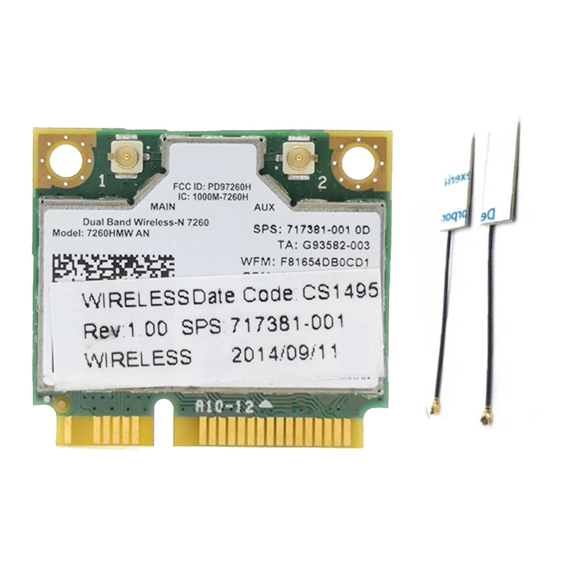 Wireless-N 7260 7260HMW การ์ดไร้สาย Half Mini PCIE, 2.4GHz/5.0GHz, 300Mbps Dropship