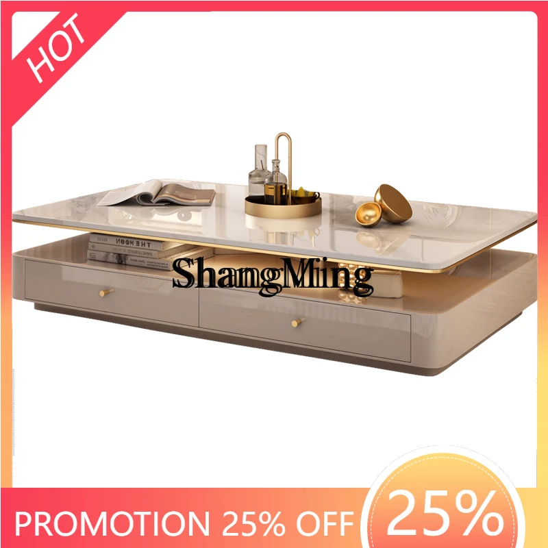 

ZYY Premium light luxury high-end rectangular new modern minimalist household small apartment double-layer tea table